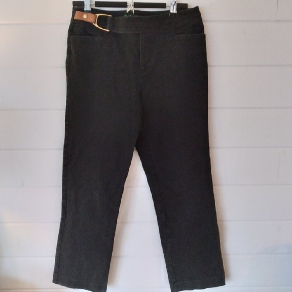 Lauren Ralph Lauren Petite black pants with waistband detail closure